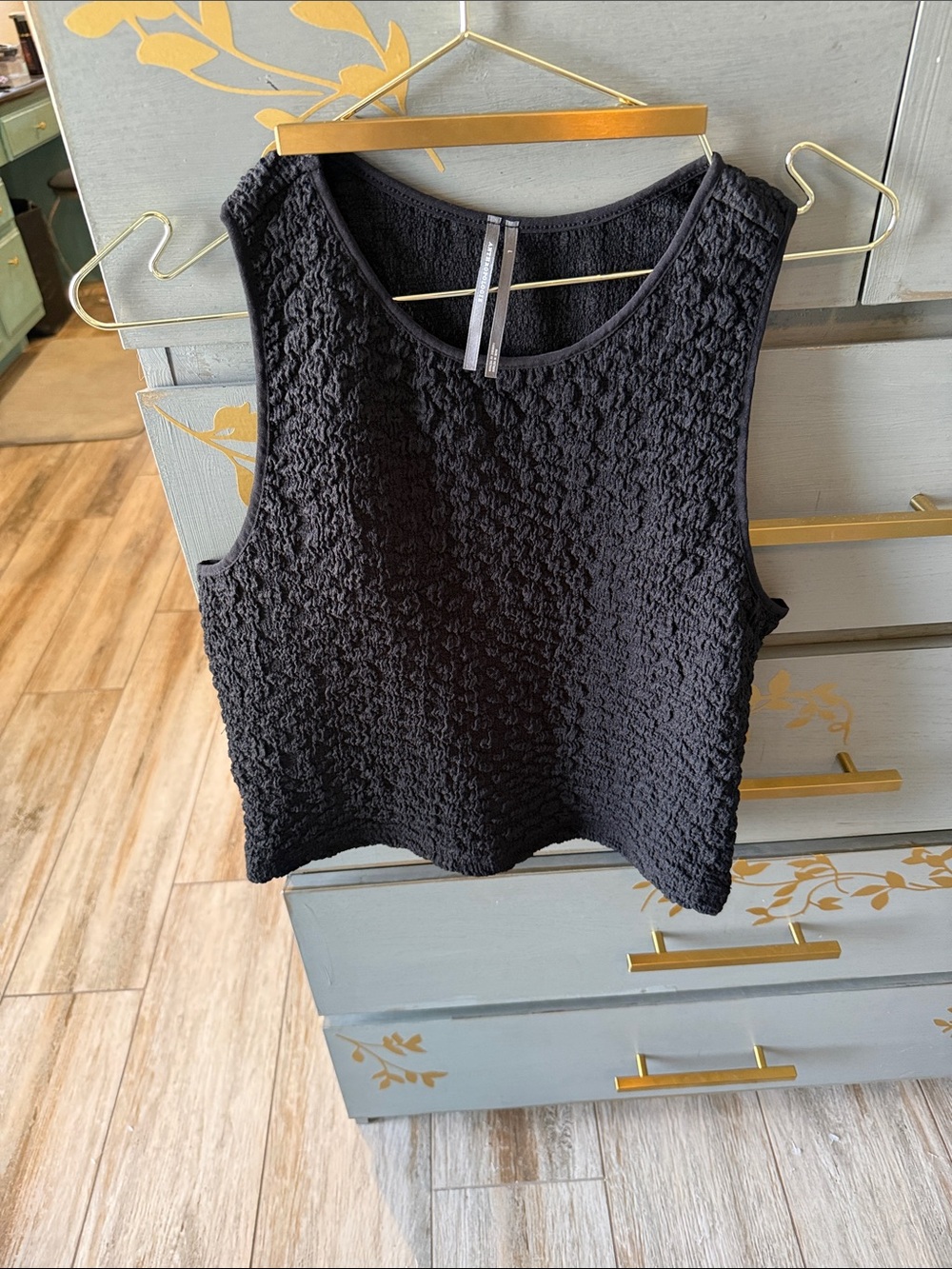 Anthropologie Black Textured Sleeveless Tank
